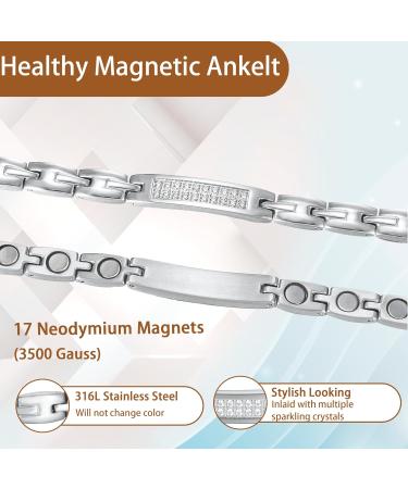 EnerCoppeX Magnetic Ankle Bracelet for Women Stainless Steel Lymph Detox Anklet 3500 Gauss Effective Magnet (SAC-1234SDW) - Buy Online on GoSupps.com