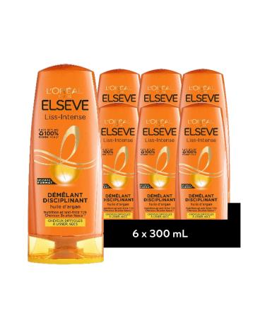 L'Oréal Paris - Detangling Treatment for Dry Hair - Disciplining - Argan Oil - Elseve Liss Intense - 300ml - PACK OF 6