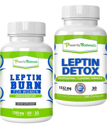 Power By Naturals Leptin Detox & Leptin Burn Supplements | Natural Weight Loss, Appetite Suppressant, Metabolism Booster & Digestive Support | Thermogenic Fat Burner | 1 Month Supply