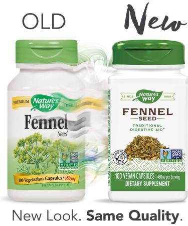 Nature's Way Fennel Seed 480 mg - 100 Vegan Capsules for Digestive Health - Buy Online on GoSupps.com