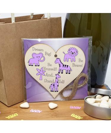 Plum Penguin Handmade Wooden Hanging Heart Plaque - Be Brave, Dream Big, Be Yourself - Gender-Neutral Safari Animals Nursery Wall Decoration - New Baby Present for Parents - Buy Online on GoSupps.com