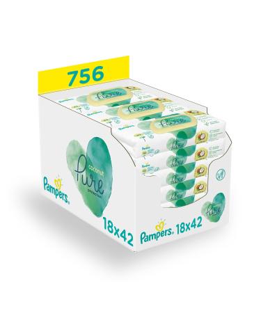 Pampers Harmonie Coco Baby Wipes Box 756 wipes (18 x 42) with coconut oil moisturising & protective