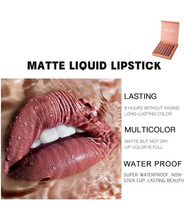 6 Color Matte Liquid Lipstick Set Velvety Lip Gloss Set Long Lasting Waterproof Moisturizing Matte Liquid Lip Gloss Lip Makeup Gift Box - Buy Online on GoSupps.com