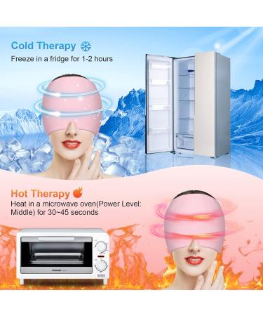 Gel Ice Migraine Relief Hat - Hot/Cold Therapy Cap for Headaches, Sinus, Hangovers - Reusable Ice Pack Mask for Tension, Sports Injuries - Pink - Buy Online on GoSupps.com