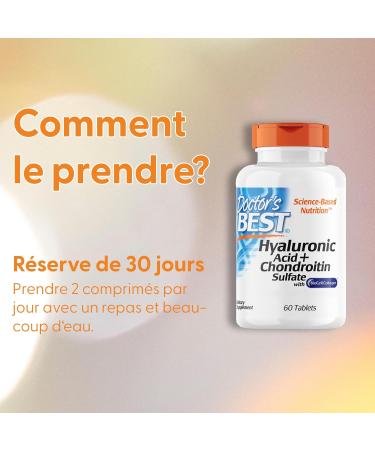 Doctor's Best Hyaluronic Acid with Chondroitin Sulfate High Dosed 60 Tablets Lab Tested Gluten Free Soy Free Non-GMO - Buy Online on GoSupps.com