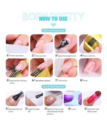 G n rique Gel Glue Clear Gel Adhesive Strong Gel Glue Durable Gel Adhesive Gel Glue for Artificial Nails | 8-in-1 Gel Nail Glue Long-Lasting Glue for Nail Extensions for Tips - Buy Online on GoSupps.com