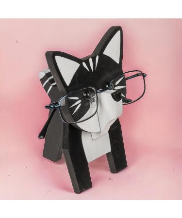 Mijoma Cat-Shaped Wooden Glasses Holder | Trendy Decorative Storage for Home & Travel | 15x10 cm Fastener - Buy Online on GoSupps.com
