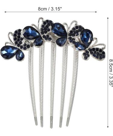 VOCOSTE Women Rhinestone Inlaid Flower Hair Comb Hair Clips Navy Blue - Buy Online on GoSupps.com
