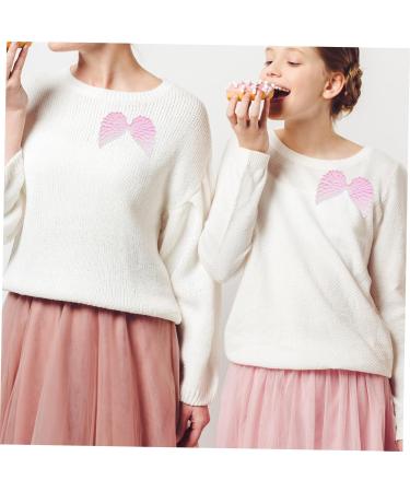 Operitacx 12pcs Miniature Angels Wings Shiny Angel Wing Jeans Embroidered Crown 3d Cloth Pink Heart-shaped Pink 9.00X6.00X0.10CM - Buy Online on GoSupps.com