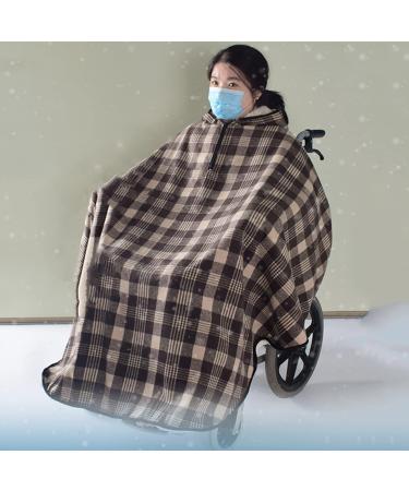 Winter Wheelchair Blanket Thicken Fleece-Lined Hooded Wheelchair Cosy Cover Large Warm Shawl Travel Wheelchair Suitable for Womeny - Buy Online on GoSupps.com