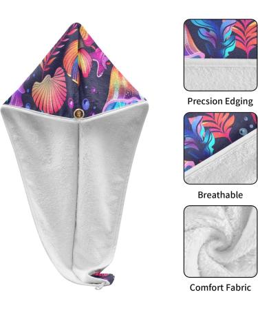 Purple Red Jellyfish Hair Towel 2 Pack - Super Absorbent Quick Dry Hair Turbans for Women & Girls | Perfect Hair Drying Solution - Buy Online on GoSupps.com