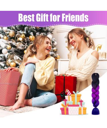 Aomig Braids Extensions - 24 Strands in 3 Colors for Box Braids | Black Purple Red Sapphire Blue - Premium Artificial Hair for Braiding - Buy Online on GoSupps.com