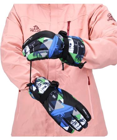 Winter Ski Gloves RunRRIn | Waterproof & Breathable Snow Gloves for Men, Women, and Kids | Black-Blue | Size L (Fits Boys 11-15 years old) - Buy Online on GoSupps.com