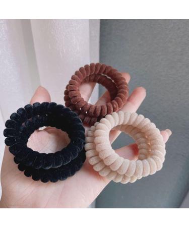 Grutyopkn Velvet Spiral Hair Ties 4 Pack - Elastic No Crease Ponytail Bands for Women - Multi-colored - Buy Online on GoSupps.com