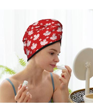 Shop Hair Towel Wrap & Turban: Quick Drying Hair Towel with Button (Maple Leaves) - Fast International Shipping - Buy Online on GoSupps.com