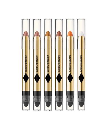 2/6Pack 2-in-1 Pearlescent Eyeshadow Makeup Pen Glitter Eye Makeup 2 in 1 Eyeshadow Stick (6Pcs)