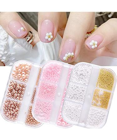 Bumdenuu 3Boxes Nail Art 3D Pearl Rhinestones Beads Mixed Charms Manicure Tips Accessories for Women Art Decorations - Buy Online on GoSupps.com