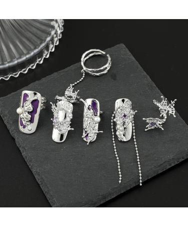 HEYXI Adjustable Nail Rings Alloy Nail Art Finger Rings Women Girl Gifts Jewelry Nail Rings Fingertip Rings Set Alloy Material - Buy Online on GoSupps.com