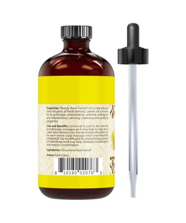 100% Pure Lemon Essential Oil 4 oz - Natural Aromatherapy Skin & Hair Care DIY Cleaning - Made from Real Lemon Peels - Buy Online on GoSupps.com