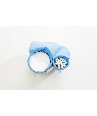 Fair Trade Cotton Pad Dispenser Bag | Blue White Flowers | 100% Cotton Storage for Swabs & Pads | 12 x 14.5 cm | International Shipping - Buy Online on GoSupps.com