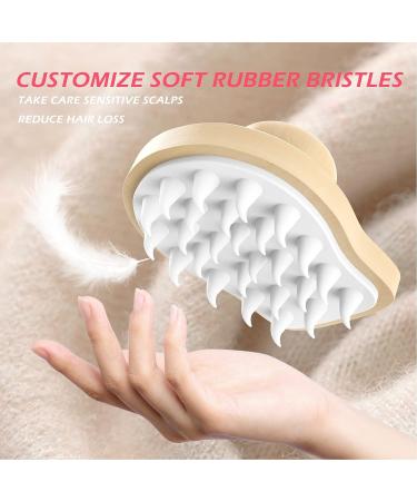 Wooden Hair Scalp Massager Shampoo Brush | Dandruff Remover | Hair Growth Stimulator for Men & Women - White - Buy Online on GoSupps.com