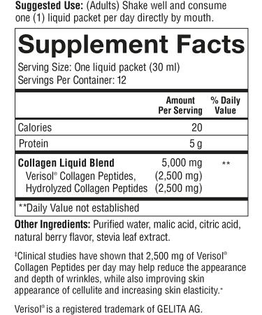 Youtheory Liquid Collagen Natural Berry - 12 Tubes (1 fl oz each) | Boost Skin & Joint Health - Buy Online on GoSupps.com