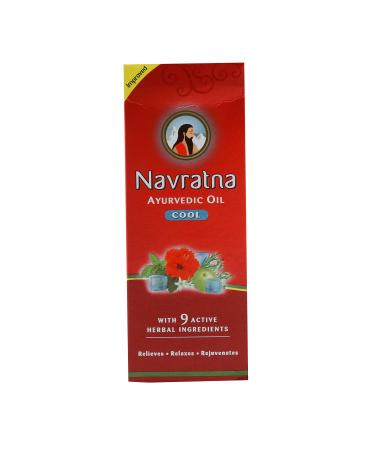 Navratna Ayurvedic Cool Oil | With 9 Active Herbal Ingredients | Relaxing Head Massage Oil | Quick Relief from Headache & Body Ache | 3.38 Fl Oz/100ml