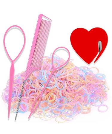 500pcs Hair Ties Small Rubber Bands For Hair Clear Hair Elastic 1pcs Rubber Bands Cutter for Hair 1pcs Rat Tail Combs for Braiding Styling  2pcs Topsy Tail Hair Tool Toddler Hair Accessories Hair Accessories for Girls by...