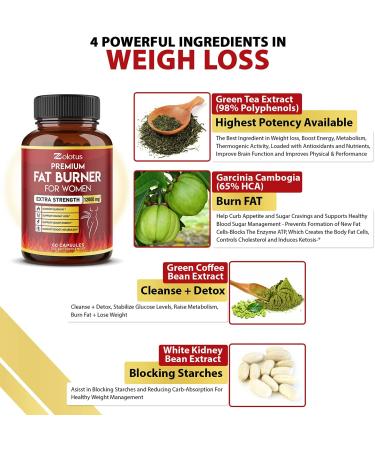 Premium Weight Loss Pills for Women & Men - Belly Fat Burners & Metabolism Booster - Green Tea Extract - Energy Pills - 2 Months Supply - Buy Online on GoSupps.com