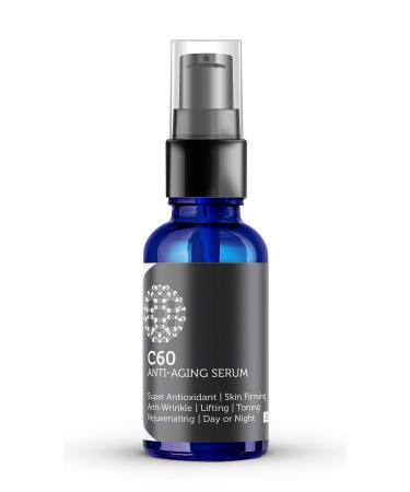 Carbon 60 Anti-Aging Face Serum 30ml with Hyaluronic Acid  Plant Stem Cells  Peptides  Vitamins B + C & Anti Aging Wrinkle Complexes for Men & Women Made with Organic Ingredients