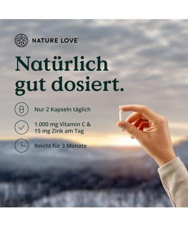 Nature Love Vitamin C Buffered & Zinc 180 Capsules | 1000mg Vitamin C + 15mg Zinc | Vegan pH-Neutral Lab-Tested | Made in Germany - Buy Online on GoSupps.com
