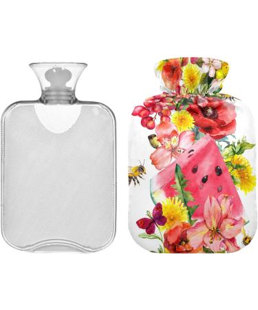 NAANLE Bee Poppy Flower Watermelon Hot Water Bottle 2L Transparent Large Heat & Cold Therapy Bottle for Pain Relief Ideal for Bed & Hand/Foot - Buy Online on GoSupps.com