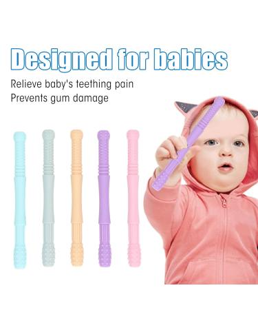 Hollow Teething Sticks Silicone 5-Piece Set for Toddlers - Reduce Anxiety & Stress, Teeth Grinding Relief - Perfect for PDD - Style 2 - Buy Online on GoSupps.com