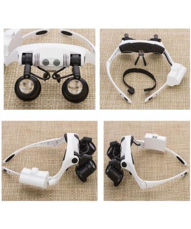 Magnifier 10X 15X 20X 25X with 2 LED Light Double Eye Glasses Headhand Wearing Magnifying Jeweler Watch Clock Repair Loupe - Buy Online on GoSupps.com