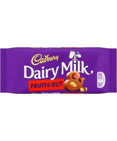Cadbury Dairy Milk Fruit And Nut Chocolate Bar 110g - Pack of 1 - Buy Online on GoSupps.com