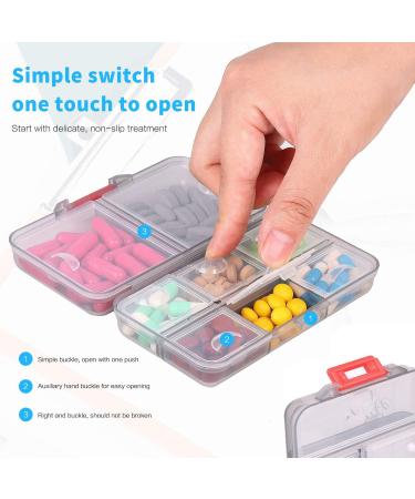 2 Pack Travel Pill Organizer - Portable Medication & Supplement Case - Moistureproof 7+8 Compartment Pill Box for Pocket or Purse (Large & Small Black - Buy Online on GoSupps.com