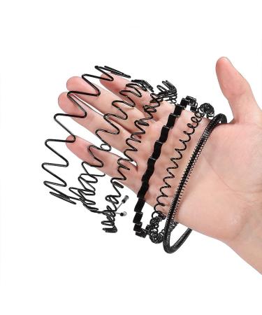 90s Style Metal Headbands for Men and Women - Pack of 6 | Non-Slip Black Hair Hoop for Wavy Hair | Unisex Elastic Comb Headband - Buy Online on GoSupps.com