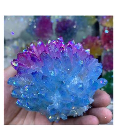 Natural Crystal Rough Crystal Cluster Beautiful Two-Color Crystal Cluster Quartz Cluster Rainbow Gem Gem Specimen Home Decoration (Size : 250-300g)