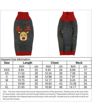 Christmas Dog Sweater - Warm Knit Turtleneck for Puppies | Gray Reindeer Pattern | Perfect Holiday Gift XXL - Buy Online on GoSupps.com