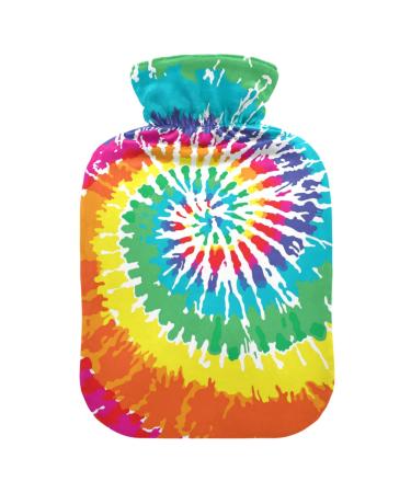 Tie Dye Hot Water Bottle with Cover Hot Water Bottles for Pain Relief Hot Water Bag Feet and Bed Warmer for Period Cramps 2L