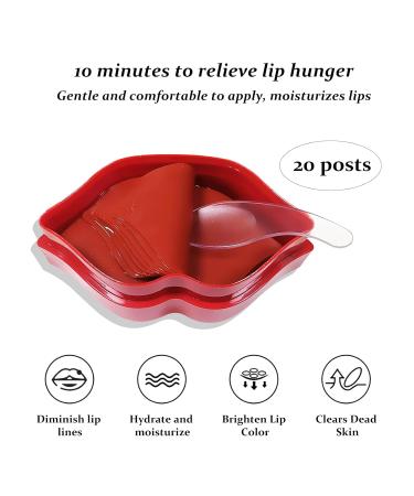20Pcs Lip Mask Sheet Red Cherry Moisturizing Plumping Lip Patches Gel Treatment Lip Masks for Dry Lips Plump Lip Collagen Overnight Sleeping Lip Pads Patches(Red) B-Red - Buy Online on GoSupps.com