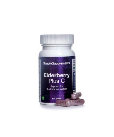 Elderberry with Vitamin C - 60 capsules - suitable for vegans - supply for up to 2 months - SimplySupplements