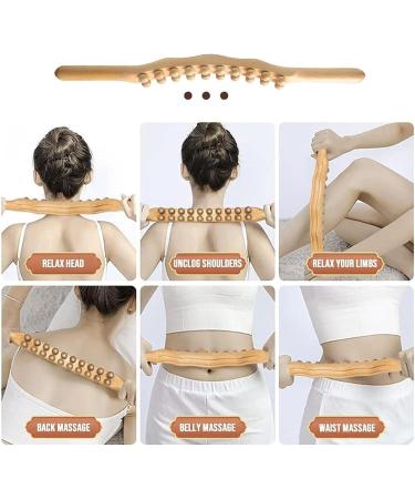 Gua Sha Wooden Stick with 20 Pearls - Lymphatic Drainage & Muscle Relaxation Massage Tool for Neck Back Legs & Body - Premium Wooden Massage Roller - Buy Online on GoSupps.com