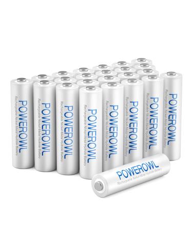 AAA Rechargeable Batteries 24 Pack, POWEROWL High Capacity Rechargeable AAA Batteries 1000mAh 1.2V NiMH Low Self Discharge 24 Count (Pack of 1)