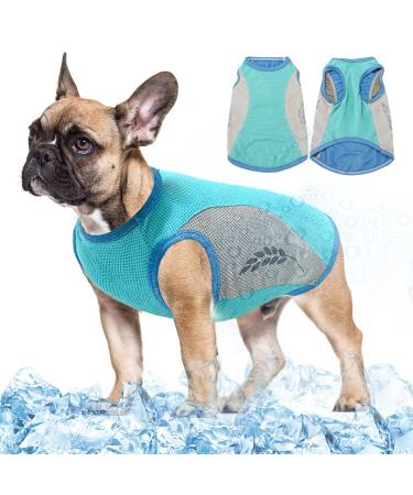 Light dog cooling vest safe breathable sundery dog T-shirt UV protection cooling dog jacket with reflective strip for spring summer for small to medium-sized dogs L blue