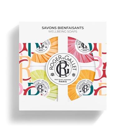 ROGER & GALLET | The Classics Wellbeing Mini Soaps Gift Set | Assorted Perfumed Soaps: Osmanthus Flower Orange Wood Neroli Rose Soap Gif Set - 4 packs