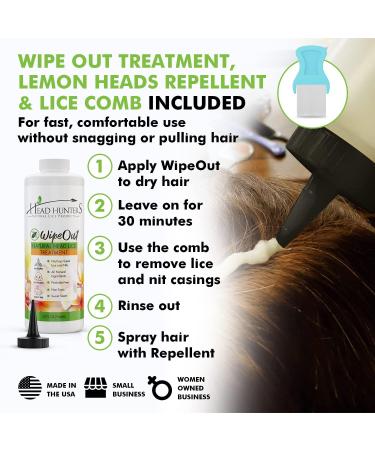 Head Hunters Basic Natural Lice Treatment Kit - Extra Strength Family Shampoo, Repellent Spray, and Lice Comb - Non-Toxic & Effective - 8oz Spray + 32oz WipeOut - Buy Online on GoSupps.com