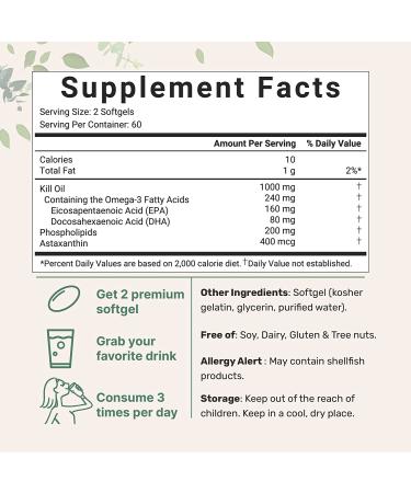 Antarctic Krill Oil 1000mg (2 Pack) - Omega-3 EPA, DHA & Astaxanthin - Brain Health Support - 120 Softgels - Buy Online on GoSupps.com