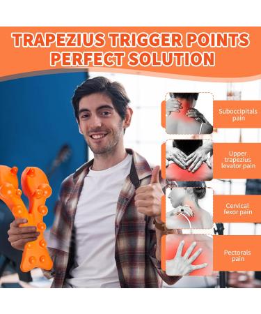 Smtelgance Trigger Point Massager: Ultimate Trapezius Massage Device for Neck & Shoulder Relief - Relax & Relieve Fatigue (Orange) | International Shipping Available - Buy Online on GoSupps.com