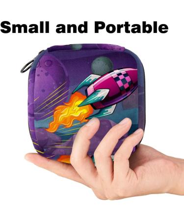 Javenproeqt Portable Women's Binding Bags | Menstrual Cup Pocket & Pads | Ideal for Teenage Girls | Stylish Purple Rocket Design - Buy Online on GoSupps.com